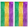 Gold Enchanting Green Purple Rain Curtain For Stunning Mardi Gras Setup Event