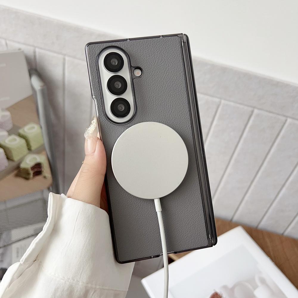 For For Samsung Galaxy Z Fold 7 6 5 4 Leather Magnetic Case For MagSafe Wireless Charging Shockproof Protective Cover For Z Fold7