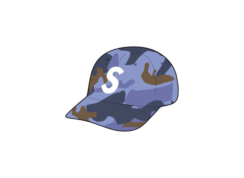 Supreme Pigment Coated S Logo 6-Panel Blue Camo One-Size