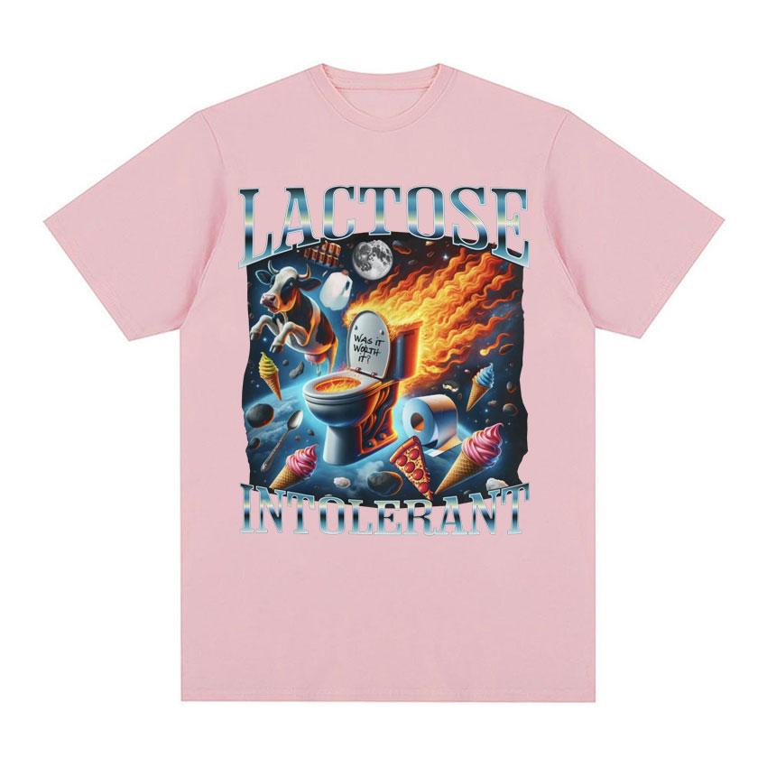Lactose Intolerant Funny Meme Tee Shirt Men Women's Vintage Casual Short Sleeve T-shirt 100% Cotton Oversized Humor T Shirt Tops