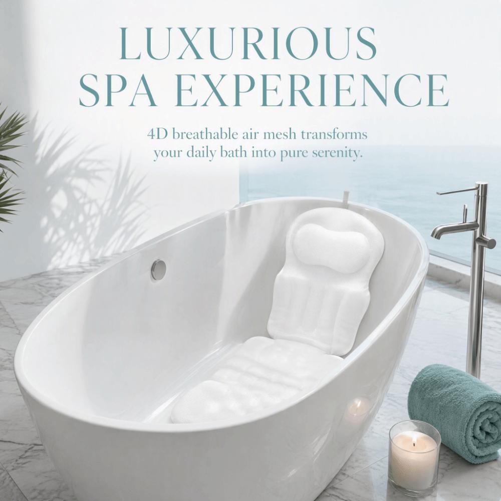 with Suction Cups Bathtub Cushion Polyester Bathtub Pillow Head Neck Back Support