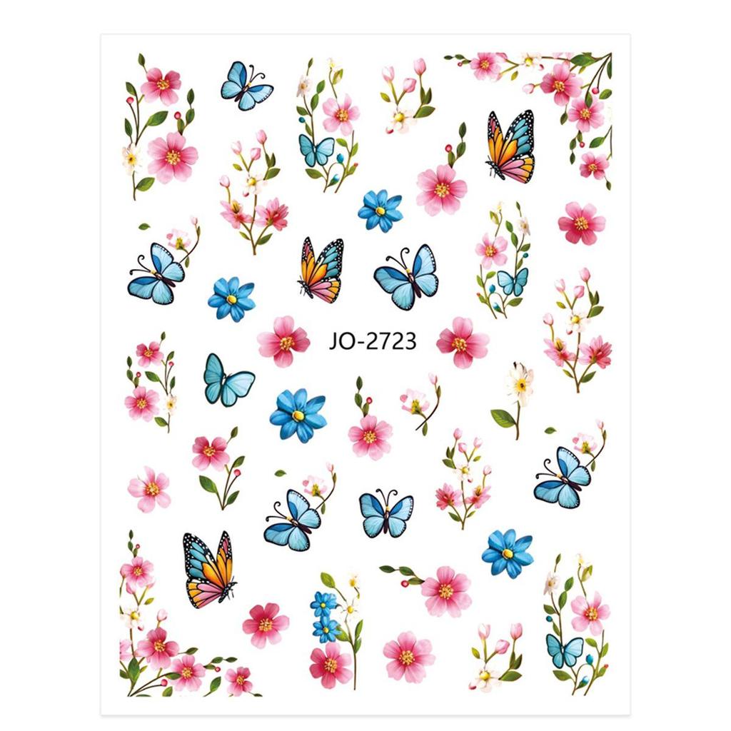 Ins Style Floral Butterfly Rose Self-Adhesive Nail Art Stickers, Same Style as Douyin & Xiaohongshu
