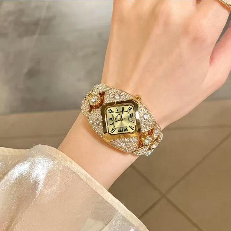 Damenuhren Mode Luxus Quarz Armbanduhr für Dame Diamanten Zifferblatt Wasserdicht Leuchtend Edelstahl Uhr