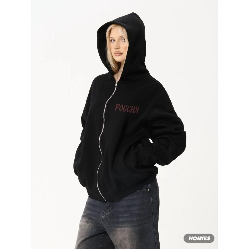 American Style Personalized Pattern Printed Men's and Women's Zipper Hoodie, Loose and Casual Zipper Sweater