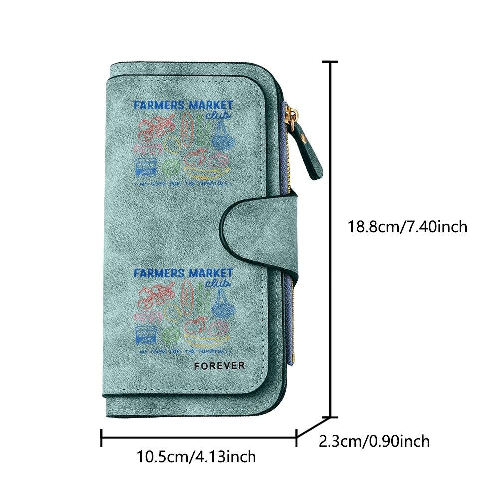 Farm Market Theme Long Zipper Wallet, Large Capacity Card Holder, Unisex Clutch Bag, Fashionable Zipper Coin Purse, Suitable for Daily Use, A Great