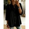 Spring Summer Women's Cotton Linen Shirt, Vintage Retro Solid Color Casual 3/4 Sleeve Blouse Top For Women, European American Fashion
