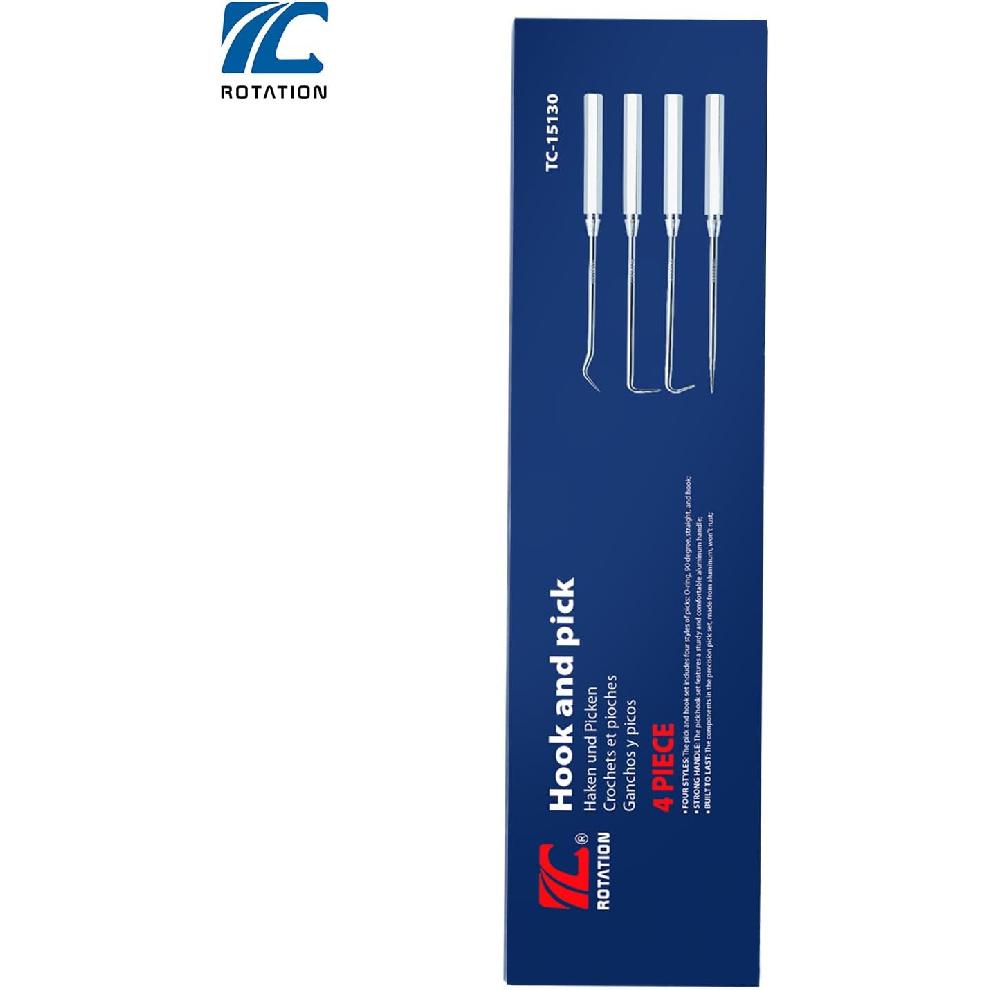 ROTATION 4-Piece Precision Hook And Pick Set For Automotive | Aluminum Handle