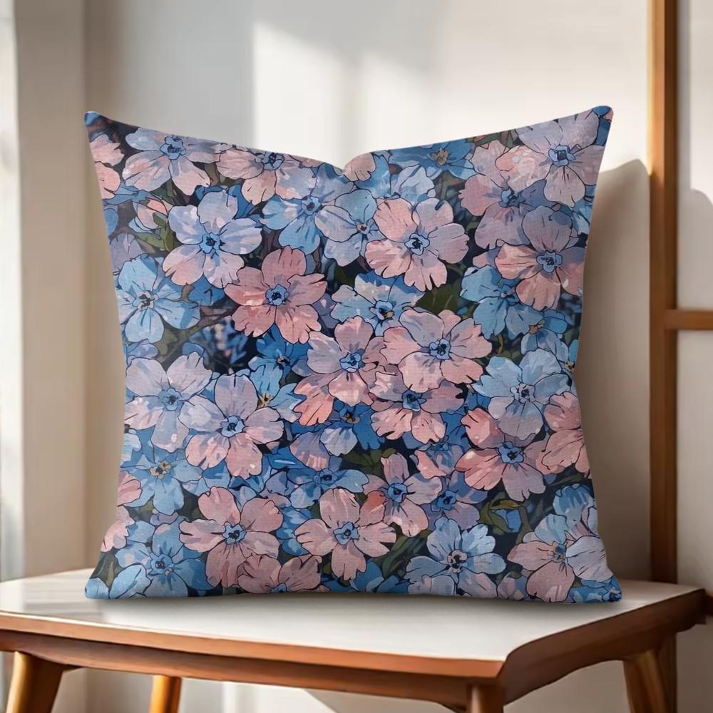 Classic Art Floral Pattern Cushion Cover Natural Linen Organic Fabric DoubleSided Printing Couch Pillow Covers Home Decor