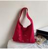 Canvas bag Women's shoulder bag Large capacity commuter tote bag Versatile student armpit bag