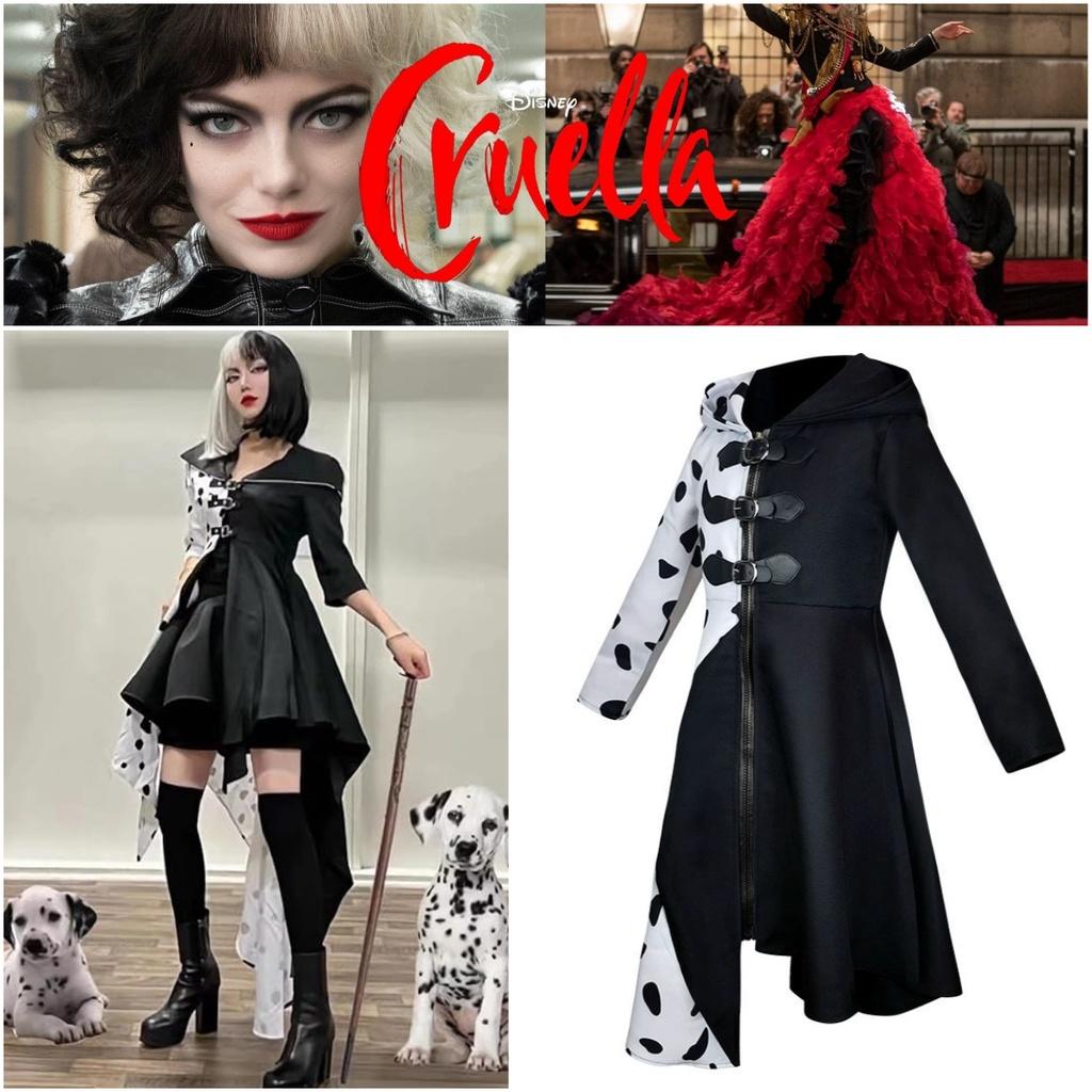 101 Dalmatiner Schwarzweiß Hexe Cruella De Vil Cosplay Kleid