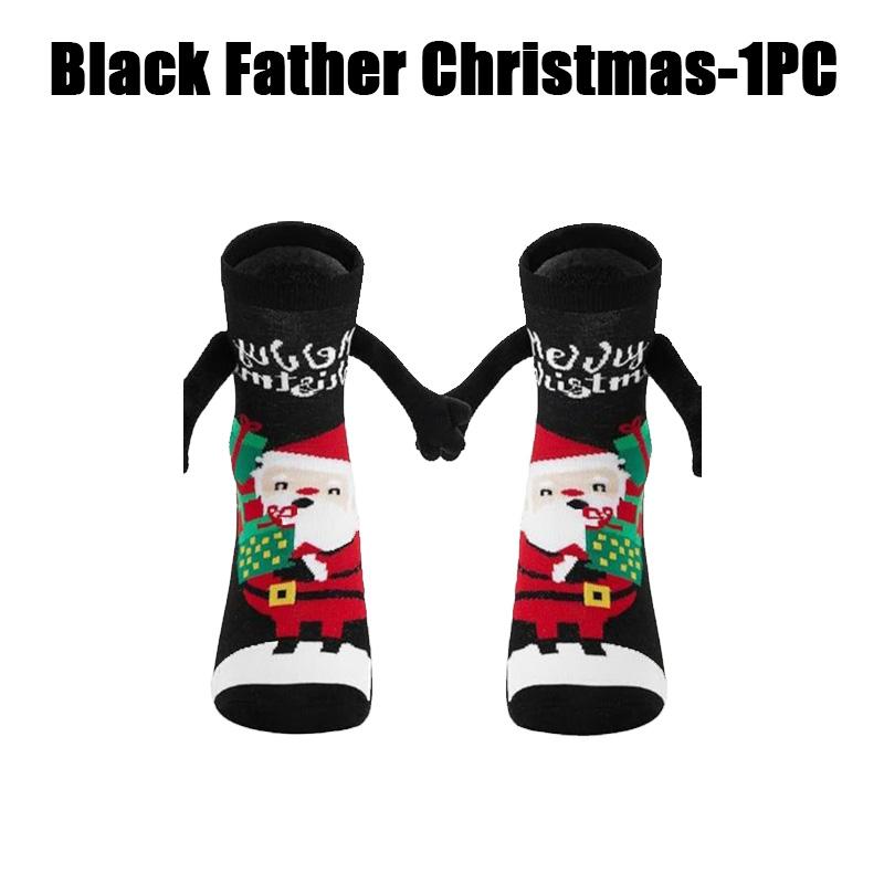 12PCS Christmas Socks Fall and Winter Cotton Magnet Hand-holding Socks Mid-calf Socks Cute Couple Socks Cartoon Christmas Socks
