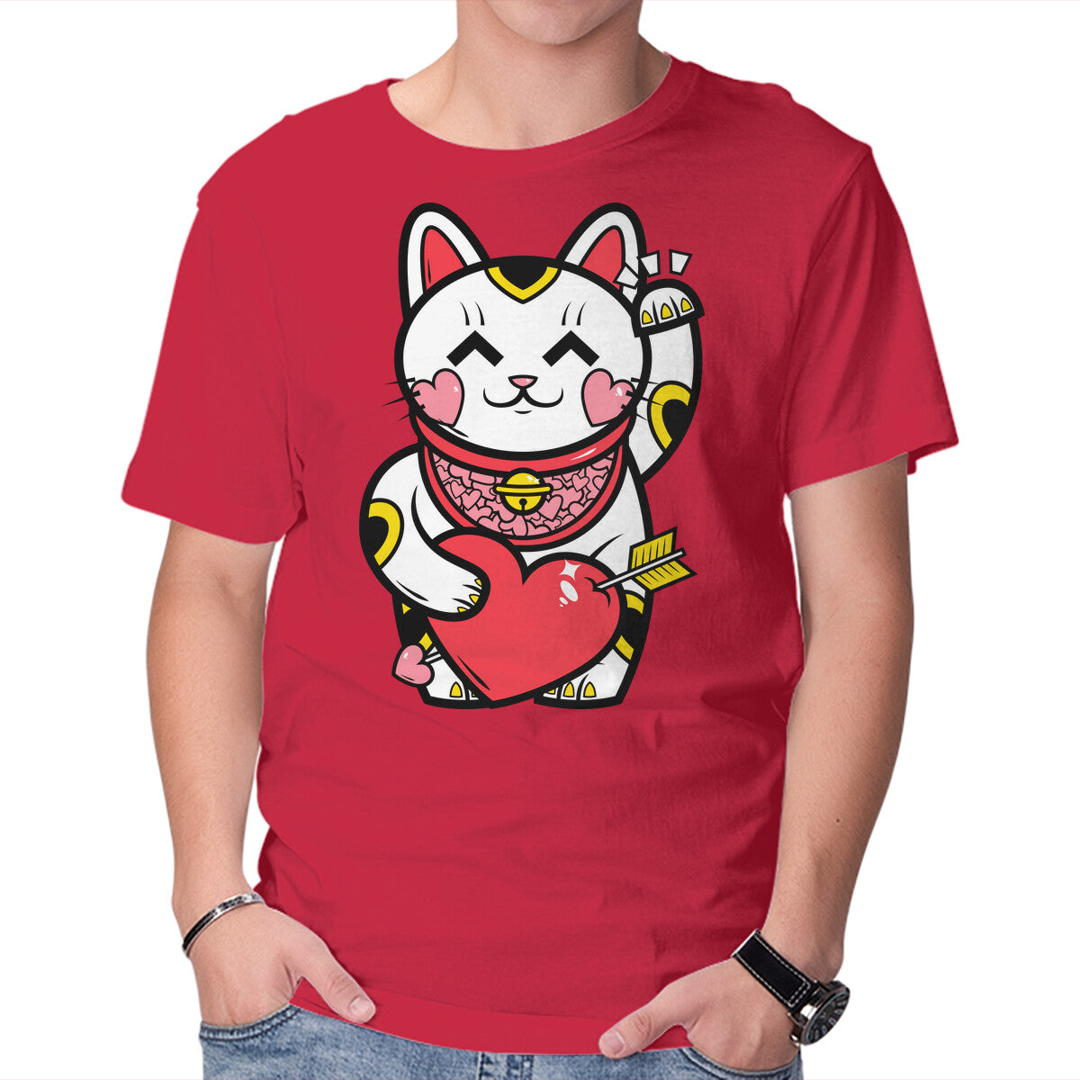 Unisex Crew Neck T-Shirt Neko Valentines Graphic Short Sleeve Casual Tee XXXXL
