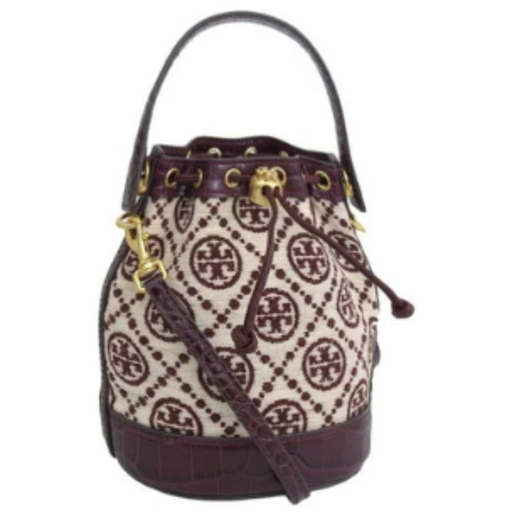 Tory Burch T Monogram All Over Print Drawstring Bucket Bag Women Bags 88469-632