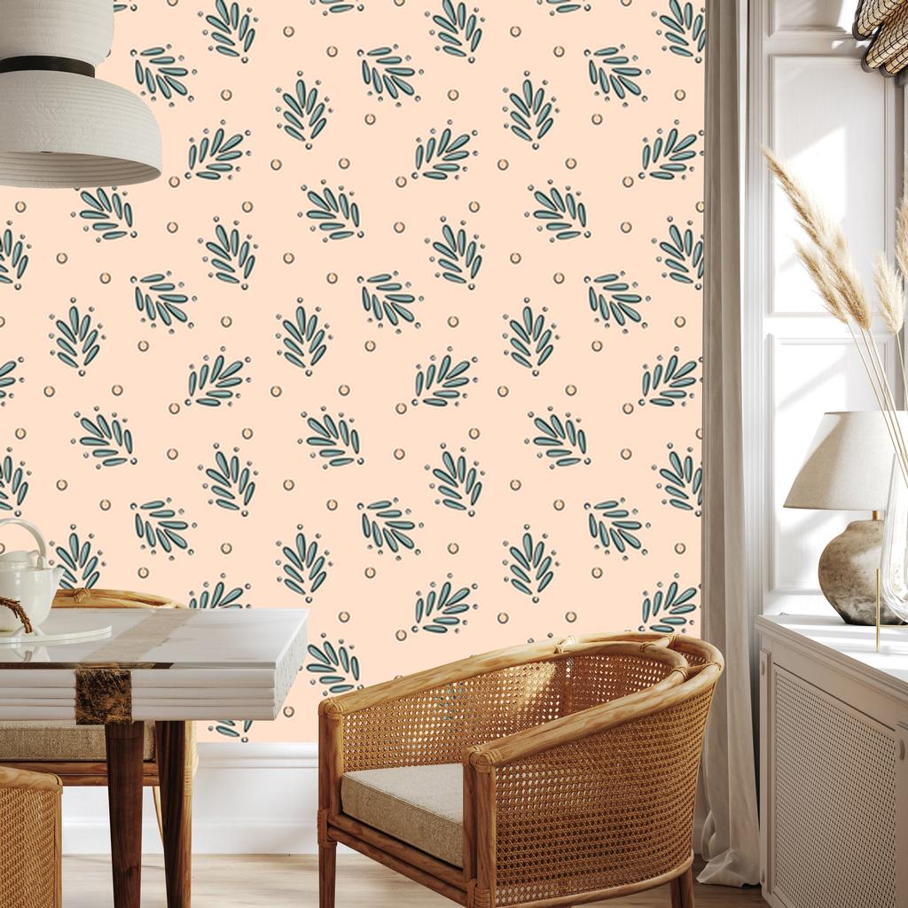 Wallpaper Small Flowers Cream, Beige and Gray for Living Room and Bedroom 50x1000