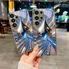 Blue Chrome Swirl Electroplated Silver Phone Case For Samsung Galaxy S26 S25 S24 S23 S22 S21 S20 Ultra Plus FE S26+ Glass Cover