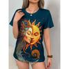 Casual Women's Short Sleeve Tops Colorblocking Floral 3D Print Round Neck Tops Fashion Short Sleeve T Shirt Women's Clothing