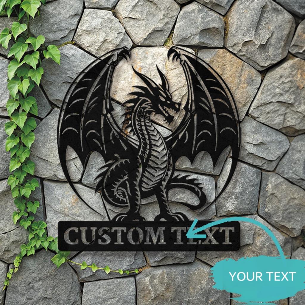 Custom Metal Dragon Wall Art Handmade Fantasy Home Office Decor
