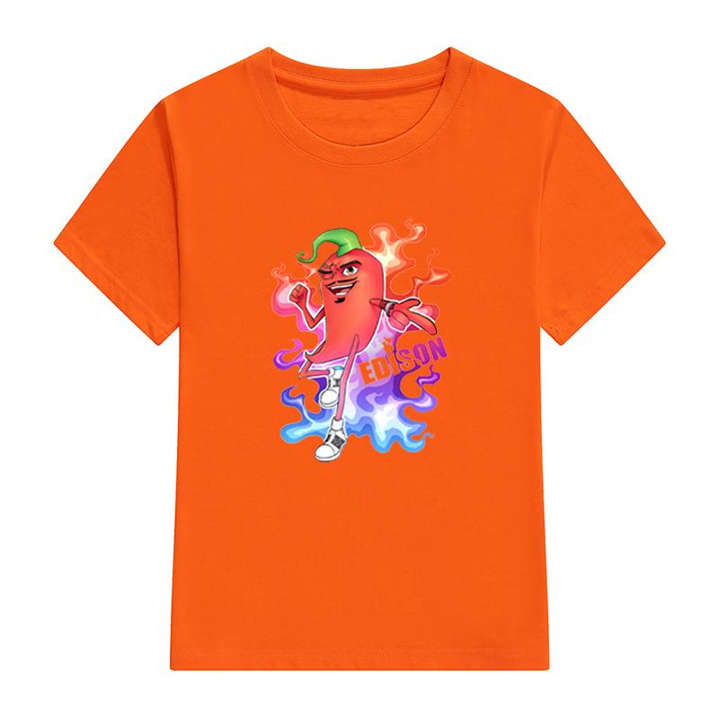 Children's 100% Cotton T Shirts Merch Edison Perec Chilli Hot Casual Family Clothing Set boy's girl's Fashion Pepper Print Tops