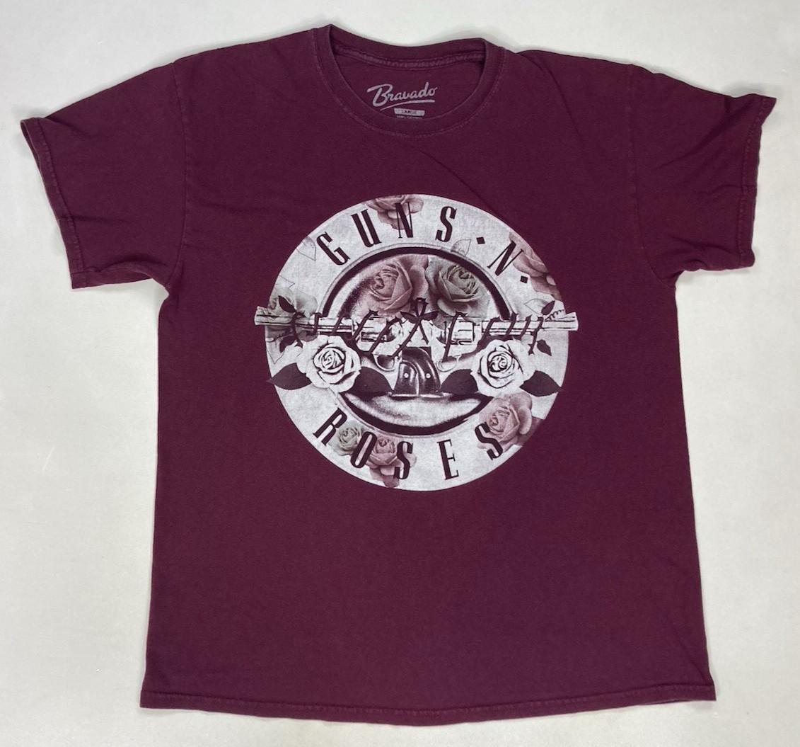 Guns N Rose Logo Retro Graphic T-shirt Men Large Maroon Red Short Sleeve Music S