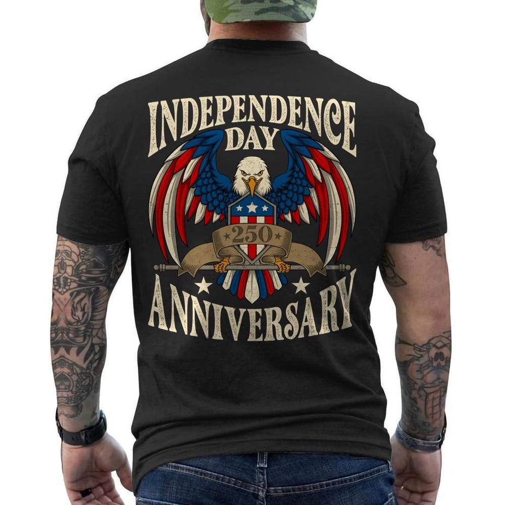 250 Years American Flag Bald Eagle 250th Anniversary USA Patriotic ON BACK Tee Unisex T-Shirt XXXXL