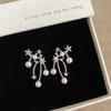Silver Needle Rhinestone Star Tassel Pearl Stud Earrings - Fashionable, Exquisite, Versatile, and Light Luxury Accessories.