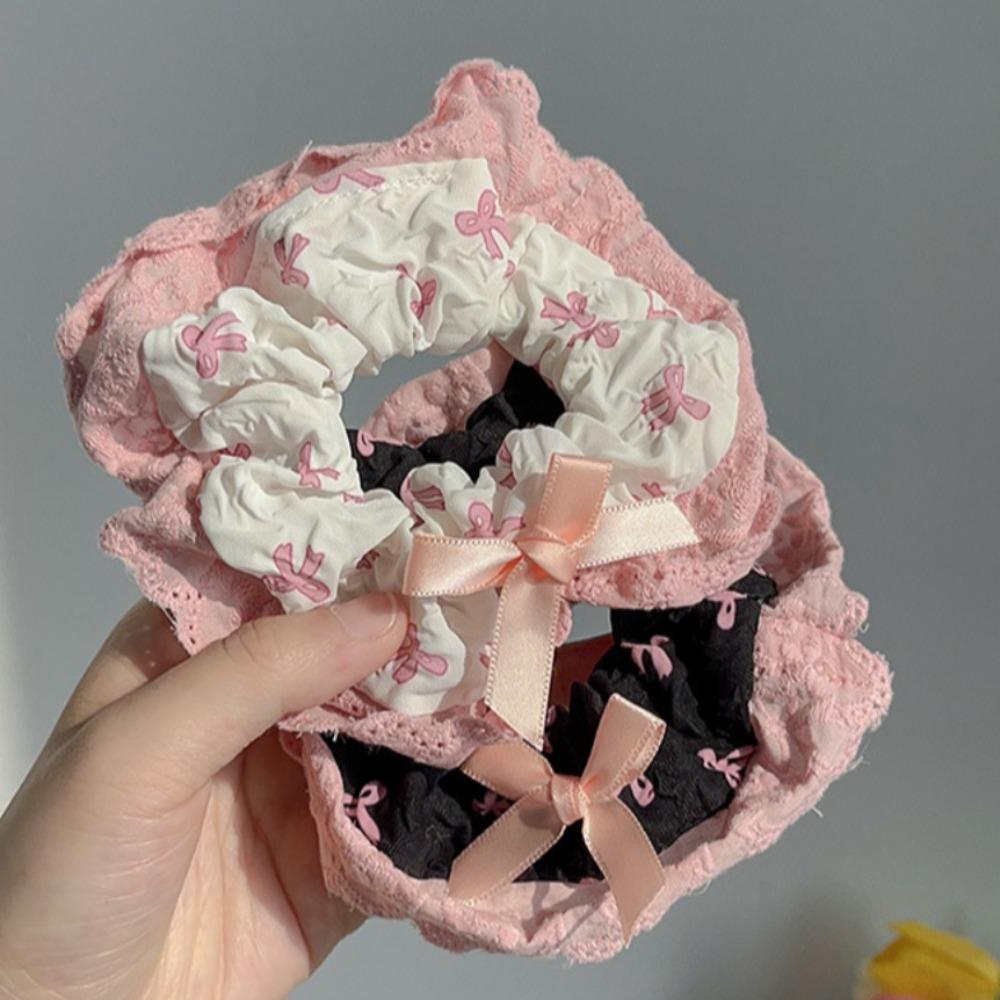 Y2K Bow Hair Rope Cloth Balletcore Hair Ring Cute Bow Hair Scrunchies Daily