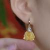 Simple Metallic Woven Rose Ear Hook, Hollow Gold Yarn Silver Yarn Flower Earrings Personalized Earrings Women