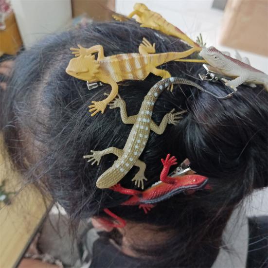 12Pcs Hairpin Vibrant Color Lizard Decor Handcrafted Hair Clip Hair Decoration Halloween Hair Accessory Fun Costume Gift