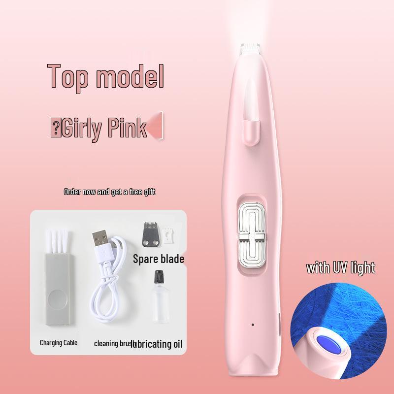 

Pet Paw Pad Hair Trimmer: Silent Dog & Cat Clipper with UV Light Without Light розовый