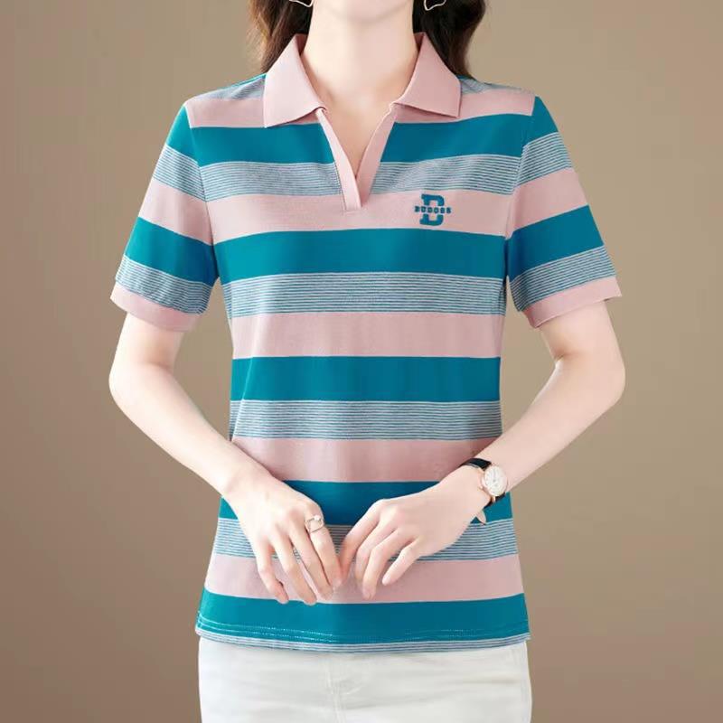 Short-sleeved T-shirt for Women In Summer New Casual Base Shirt Mother Dress Fashionable Age-reducing Slimming Top