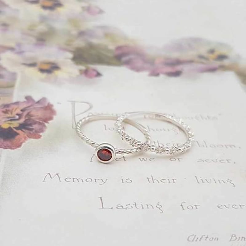 

Ollia Birthstone Layered 1,2,3, Silver Ring january