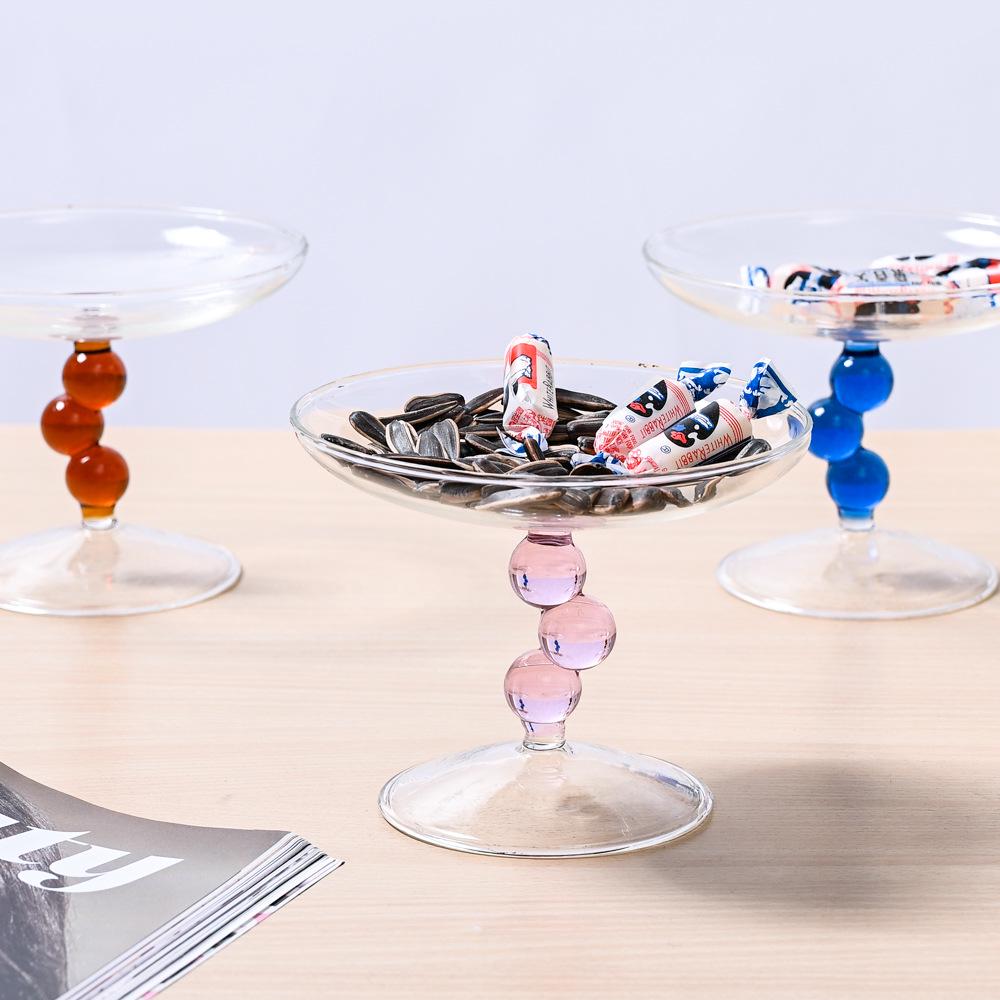 European Crystal Glass Fruit Bowl - Decorative Modern Centerpiece and Candy Dish