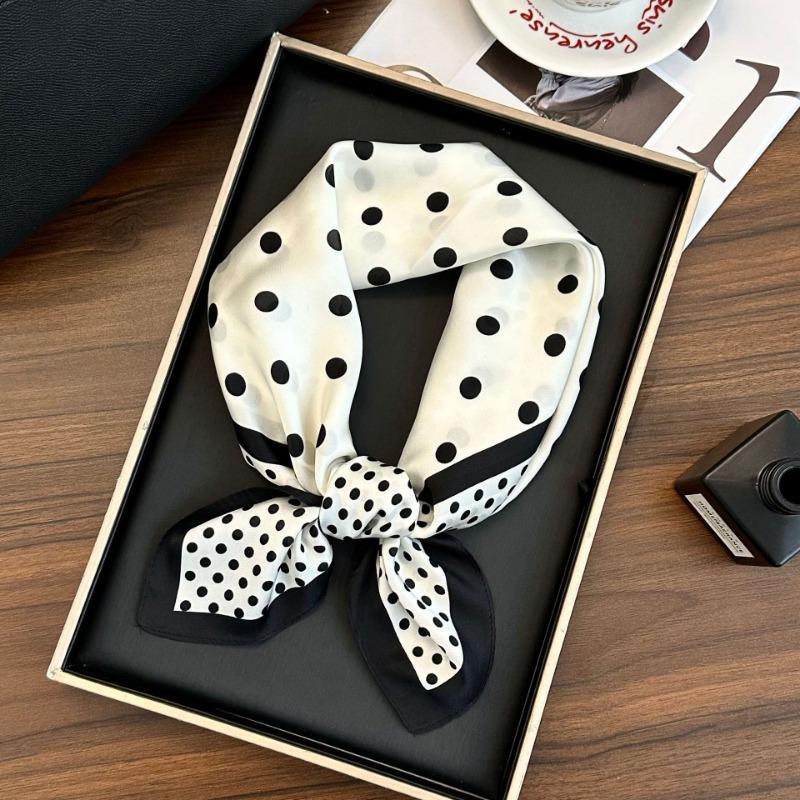 Polka Dot Silk Scarf Square Scarf High-end New Versatile Decorative Scarf Scarf Scarf Neck Cashew Flower Scarf Shawl Can Be Used As a Tube Top
