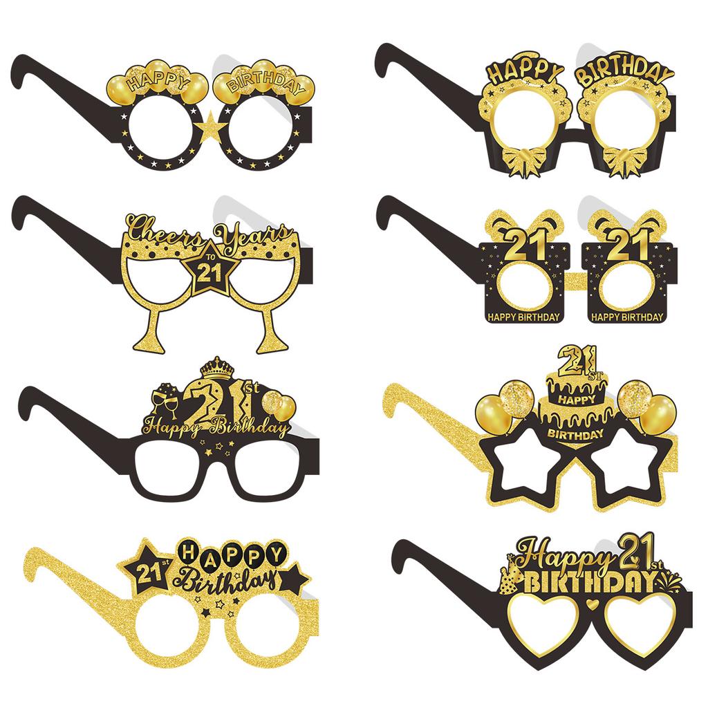 8Pcs18~ 80Th Birthday Party Decoration Glasses Birthday Party Atmosphere Photo Props