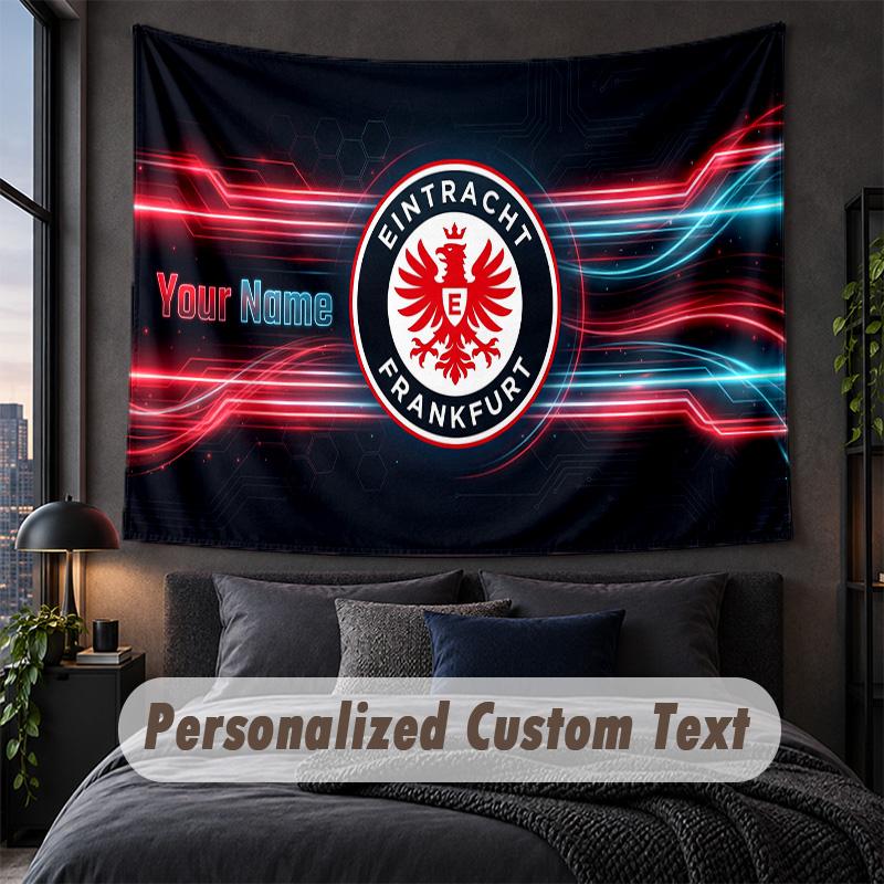 Custom Name Text Tapestry,Eintracht Frankfurt Decorative Wall Hanging, Background Tapestry For Home Bedroom