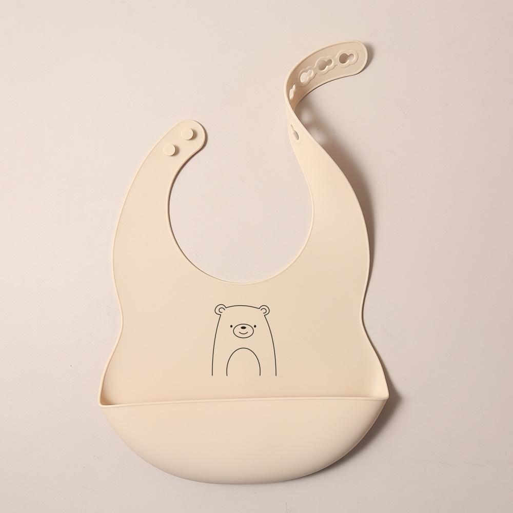 Custom Silicone Baby Bib with & Cartoon Print pattern Food-Grade solid Feeding Bib DZ13