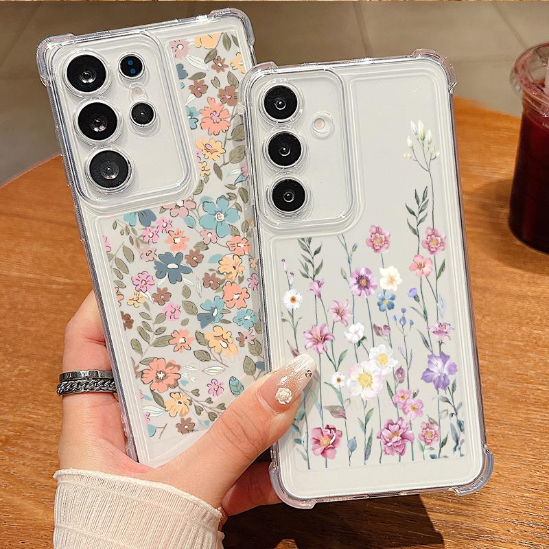 Small Flower Case For Samsung Galaxy A56 A16 A55 A54 A15 A36 5G S25 Edge S24 S25 S23 Ultra S22 Plus S24 FE Clear TPU Phone Cover