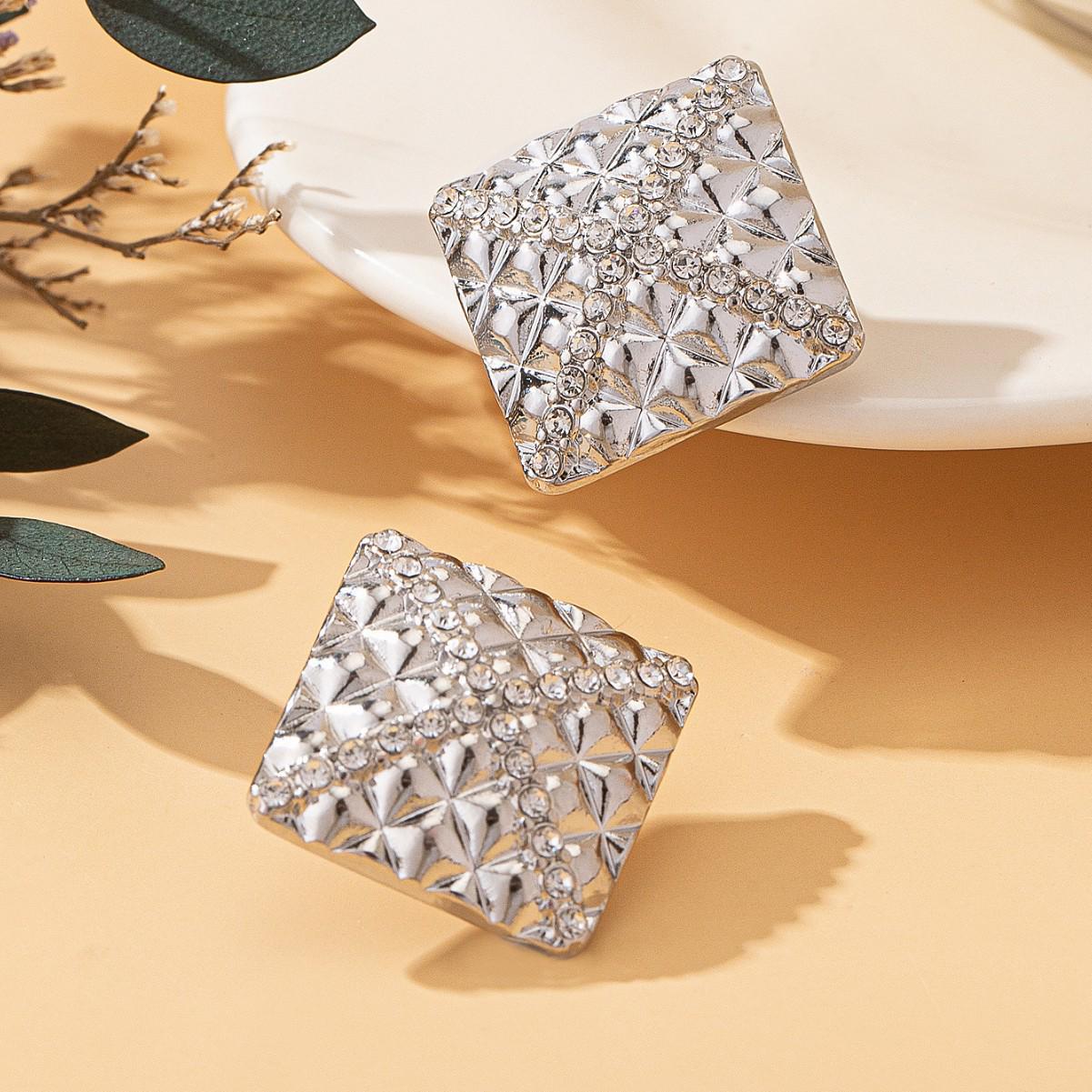 Trendy Geometric Square and Round Bead Cross Hip Hop Earrings