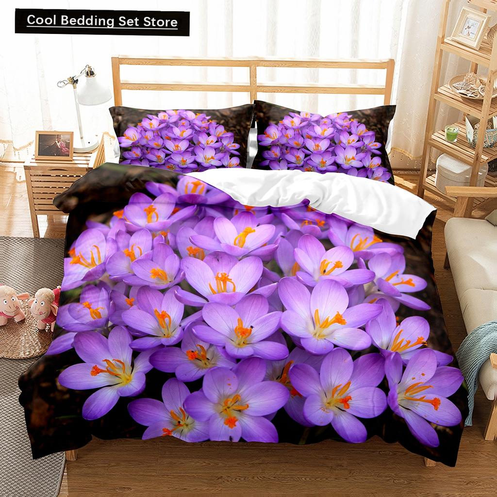 Spring Flowers King Queen Duvet Cover Colorful Floral Bedding Set Cherry Blossoms Quilt Cover 2/3pcs Polyester Comforter Cover