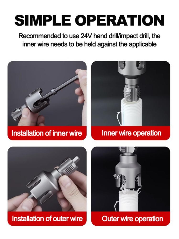 DN15 DN20 Pipe Threading Tool Hex Shank Die Internal External Threads 1/2&3/4 Water Pipes PPR PVC MPP With Detachable Handle