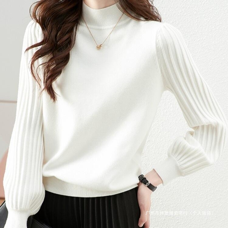 Women's 2026 Autumn/Winter European Style High-Neck Sweater - Elegant Plain Knit