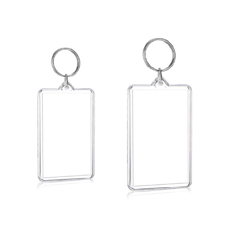 Rectangle Shapes Plastic Keychain Picture Frame Keyring with Split Rings