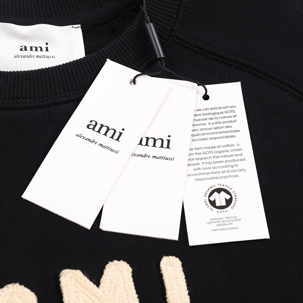 215 AMI 2025 Autumn and Winter New High-quality Cotton Round Neck Hoodie Men Pullover