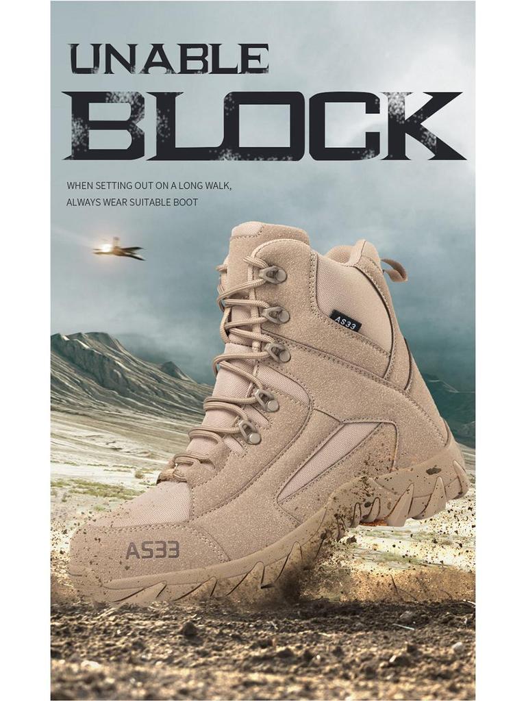Men's Plus Size Fleece-Lined Combat High-Top Boots - Outdoor Casual Winter Hiking Shoes, 2025 Model