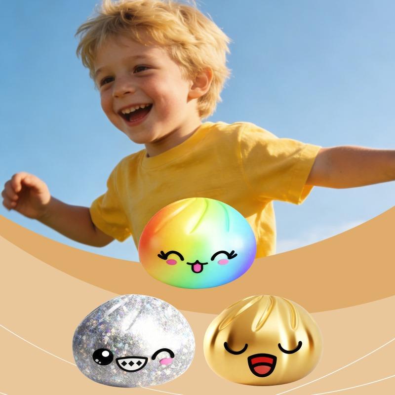 Duha Třpytivé Knedlíkové Squishy Mačkací Hračka Stresový Míček Dekompresní Pomalé Zvedání Antistresový Uvolňovač Senzorický Dárek