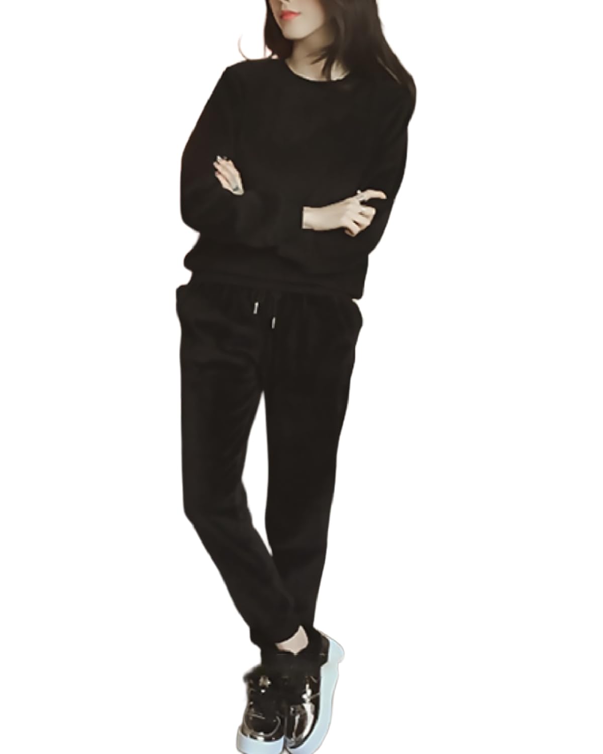 

More Velvet Pajama Size M M s Women s Set, Fall/Winter Loungewear, Black, чёрный