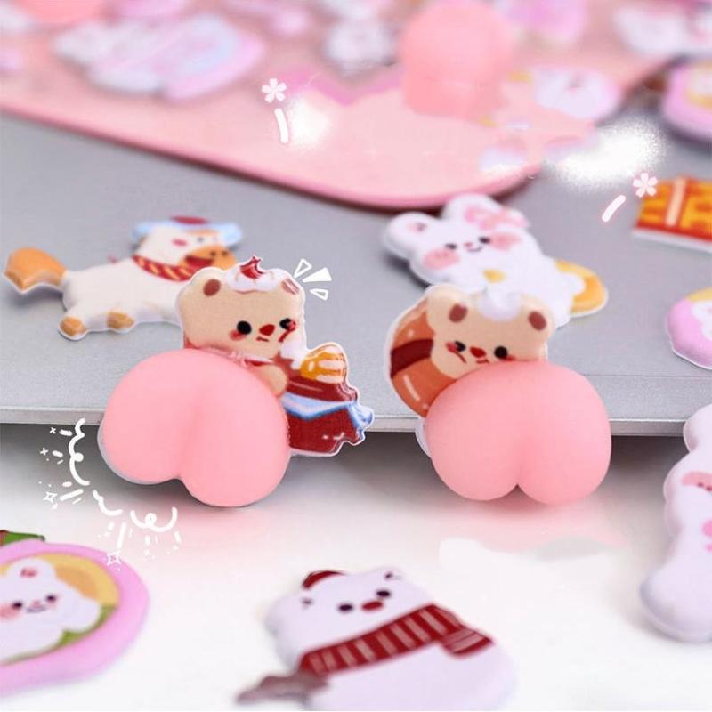 Милые Мультяшные Животные 3D Наклейки на Попу Веселые Наклейки DIY Чехол для Телефона Дневник Канцелярские Принадлежности Наклейка для Украшения Стакана Воды Подарок-Награда