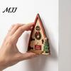 Christmas Tree Decorations Fairy Door Wall Decoration, Solid Wood with Adhesive Backing Design, Atmosphere Props Miniature Tiny for Trunks And Frames