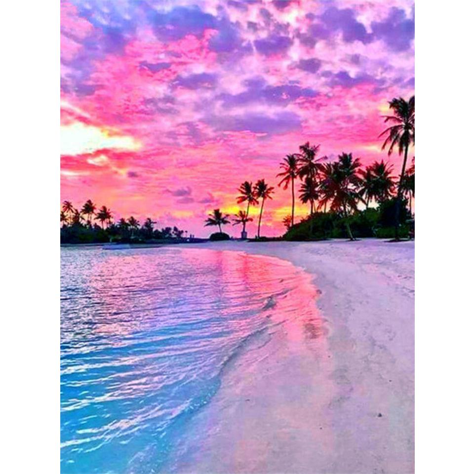 5D DIY Coastal Landscape Diamond Painting Rhinestone Picture Full Diamond Embroidery Gift Mosaic Decoration Cross Stitch Kit