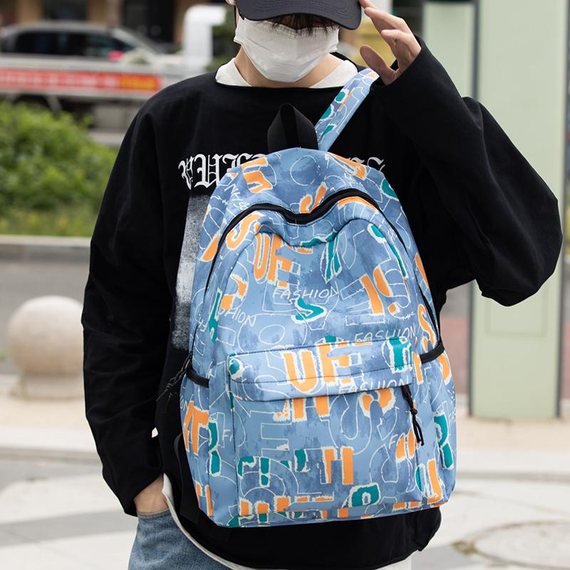 Women Large Capacity Backpack Men's Graffiti Print Backpack Student Schoolbag